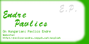 endre pavlics business card